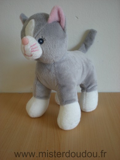 Doudou Chat Gipsy Gris blanc rose 