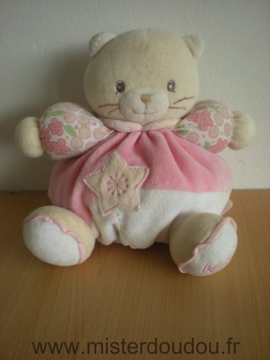 Doudou Chat Kaloo Blanc rose etoile 