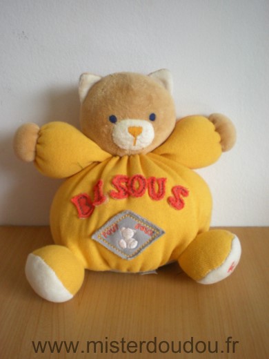 Doudou Chat Kaloo Jaune bisous 