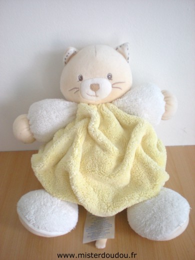 Doudou Chat Kaloo Plume jaune blanc 