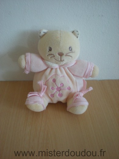 Doudou Chat Kaloo Rose avec ruban pour attacher 