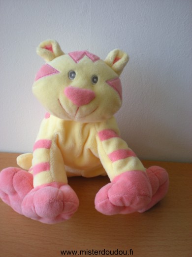 Doudou Chat Kiabi baby Jaune rose 