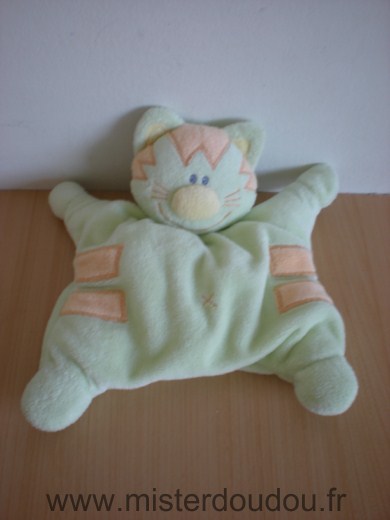 Doudou Chat Kiabi baby Vert orange 