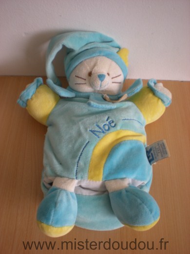 Doudou Chat La redoute Noe doudou et compagnie bleu jaune 