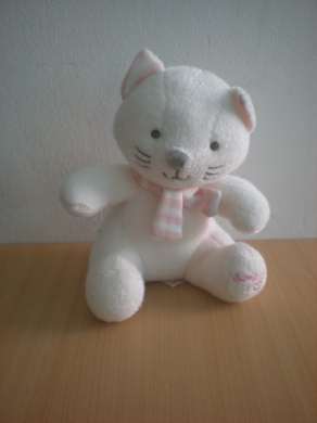 Doudou Chat Luminou Blanc rose 