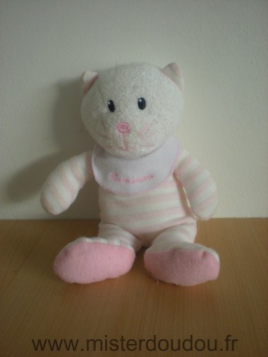 Doudou Chat Luminou Rose blanc 