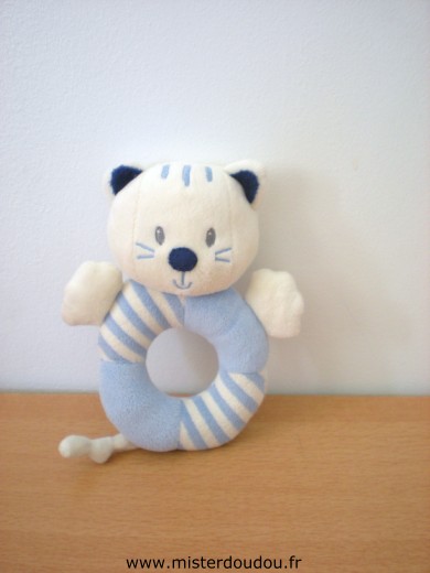 Doudou Chat - Marque non connue - Bleu blanc 