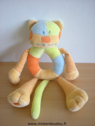 Doudou Chat - Marque non connue - Orange vert jaune bleu 