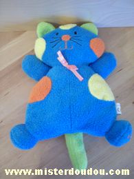 Doudou Chat Mgm Bleu jaune orange vert 