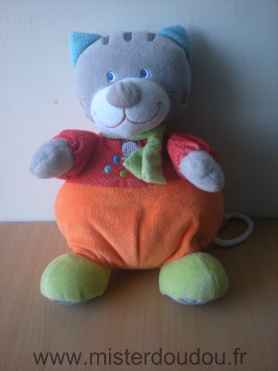 Doudou Chat Mots d enfants Orange rouge vert gris 