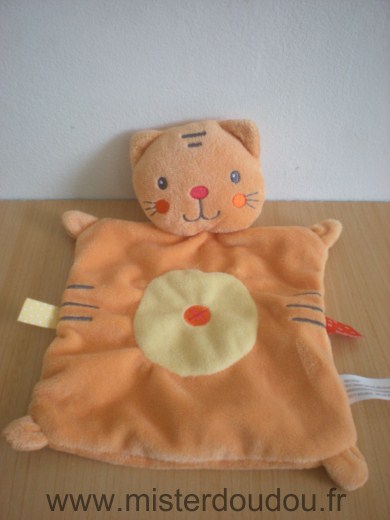 Doudou Chat Nicotoy Orange rond jaune 