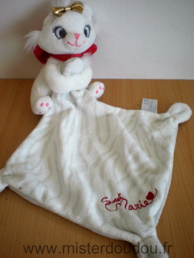 Doudou Chat Nocibé Marie aristochat blanc noeud rouge mouchoir blanc gris 