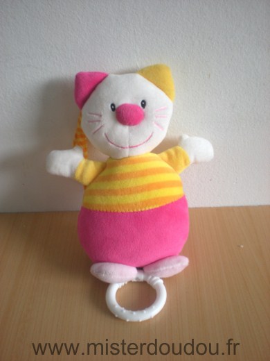 Doudou Chat Paradise toys Rose jaune orange 