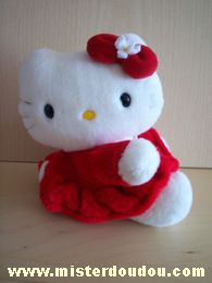 Doudou Chat Sanrio Peluche , blanc robe rouge 