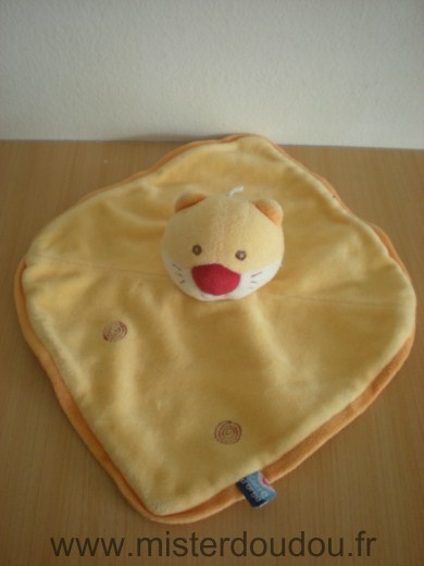 Doudou Chat Sucre d orge Cajou jaune nez rouge 