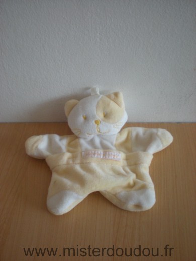 Doudou Chat Sucre d orge Jaune blanc 