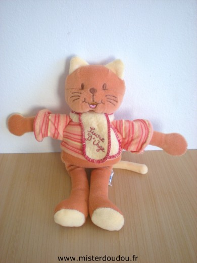 Doudou Chat Sucre d orge Orange jaune 