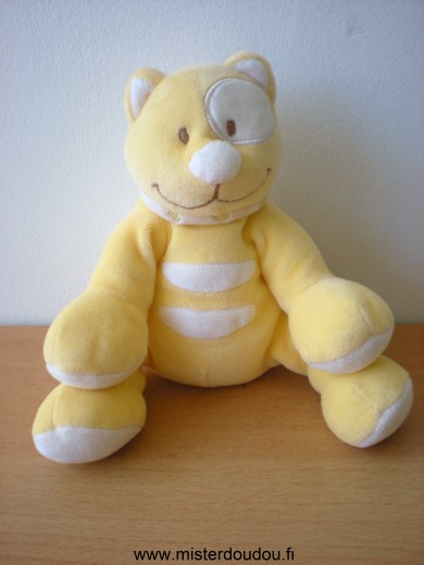 Doudou Chat Tex Jaune blanc cocard blanc 