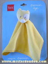 Doudou Chat Tex Jaune cocard blanc 