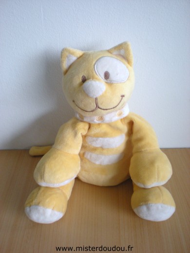Doudou Chat Tex Jaune cocard blanc 