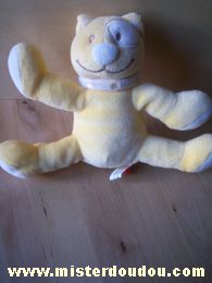 Doudou Chat Tex Jaune coccard blanc 