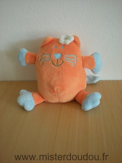 Doudou Chat Vetir Orange bleu 