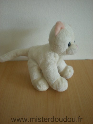 Doudou Chat - marque non connue - Blanc nez et interrieur des oreilles roses billes noires pour les yeux 