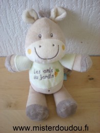 Doudou Cheval Bébérêve Beige vert les amis du jardin carotte 