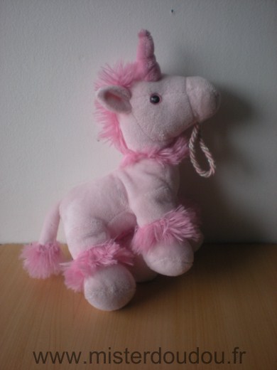 Doudou Cheval Gipsy Licorne rose 