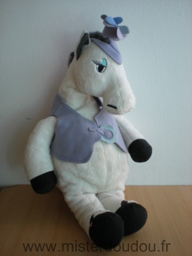 Doudou Cheval Ikéa Blanc gilet mauve 