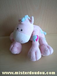 Doudou Cheval - Marque non connue - Rose coeurs bleu fushia 