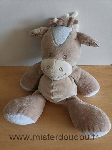 doudou poney cheval beige bleu NATTOU