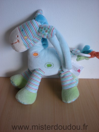 Doudou Cheval Nicotoy Zebre ane bleu 