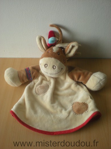 Doudou Cheval Noukie s Pinto beige marron rouge 