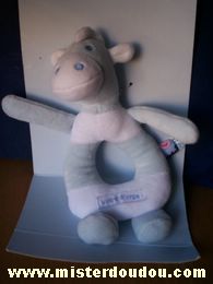 Doudou Cheval Sucre d orge Bleu clair blanc 