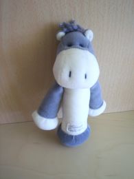 Doudou Cheval Tiamo Gris blanc 