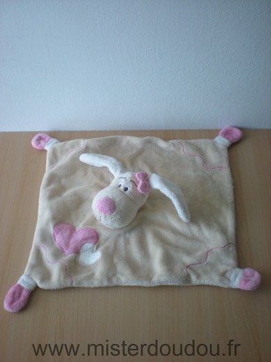 Doudou Chien 0 Beige coeur rose 