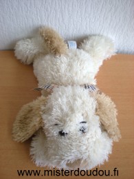 Doudou Chien 0 Beige marron ruban carreaux beige Inscription potier vandier sur l'etiquette