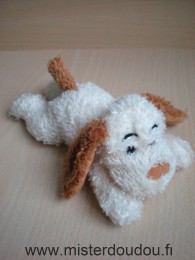 Doudou Chien 0 Ecru , oreilles queue marron Manque le noeud à carreau dans le cou