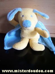 Doudou Chien 0 Jaune cape bleue Un peu bouloché