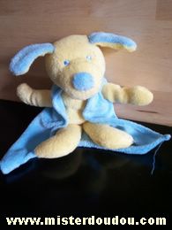 Doudou Chien 0 Jaune cape bleue Un peu bouloché