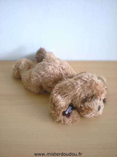 Doudou Chien 0 Marron ruban soie marron Fait 
