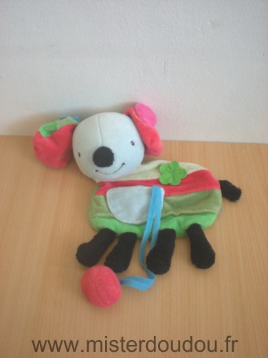 Doudou Chien 0 Vert rouge noir bleu 