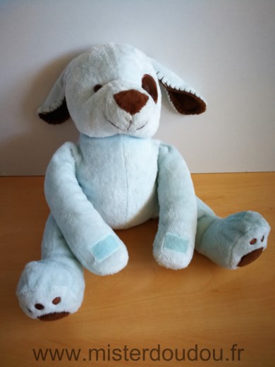 Doudou Chien 3 suisses Bleu coccard marron scratch aux pattes 