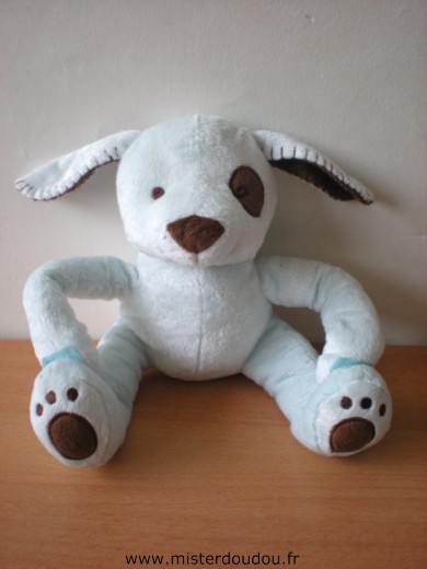 Doudou Chien 3 suisses Bleu marron 