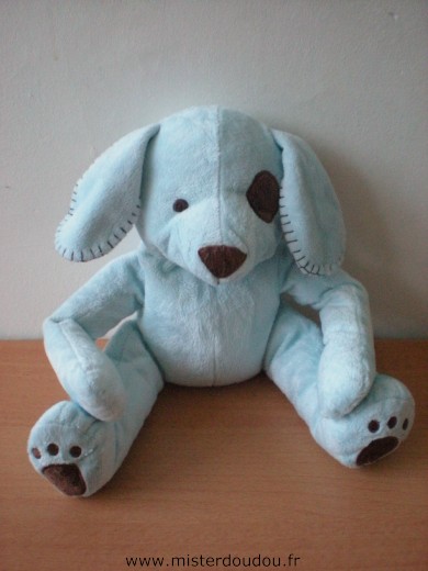 Doudou Chien 3 suisses Bleu marron 