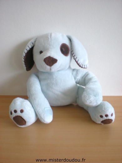 Doudou Chien 3 suisses Bleu marron scratch 