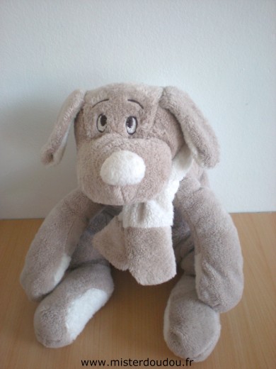 Doudou Chien Afibel Beige(gris) écru Grand modèle