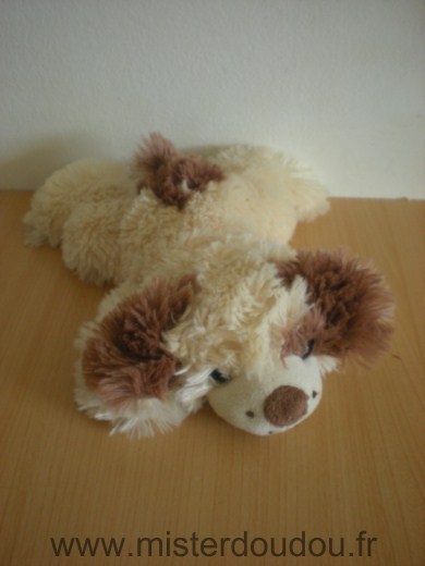 Doudou Chien Afibel Peluche beige coccard et oreilles marron 