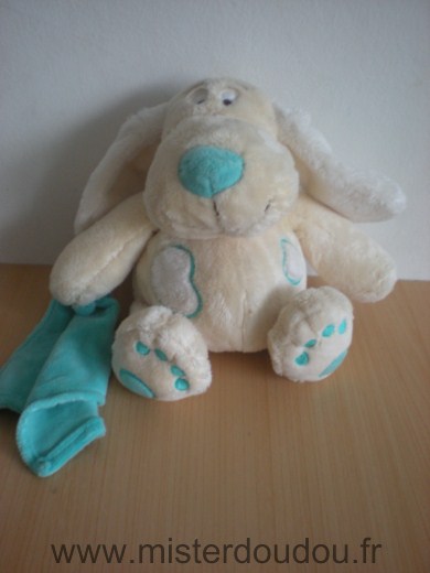 Doudou Chien Anna club plush Jaune mouchoir bleu 